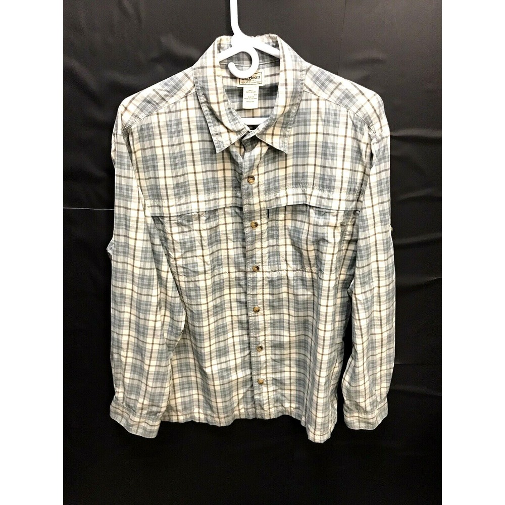 LL Bean Men's Checkered Shirt Button Down Shirt Size Large Lg